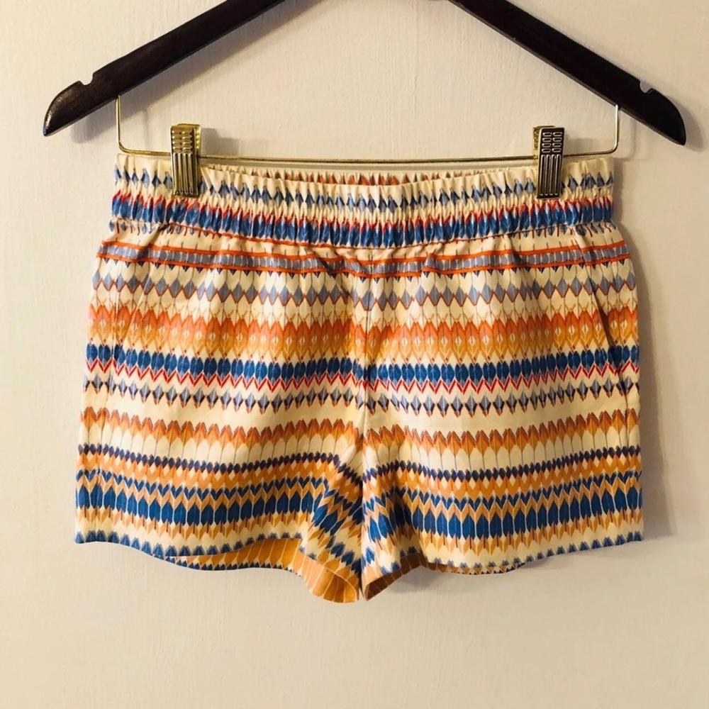 J. Crew Aztec Print Pull On Shorts Pockets Sz 00